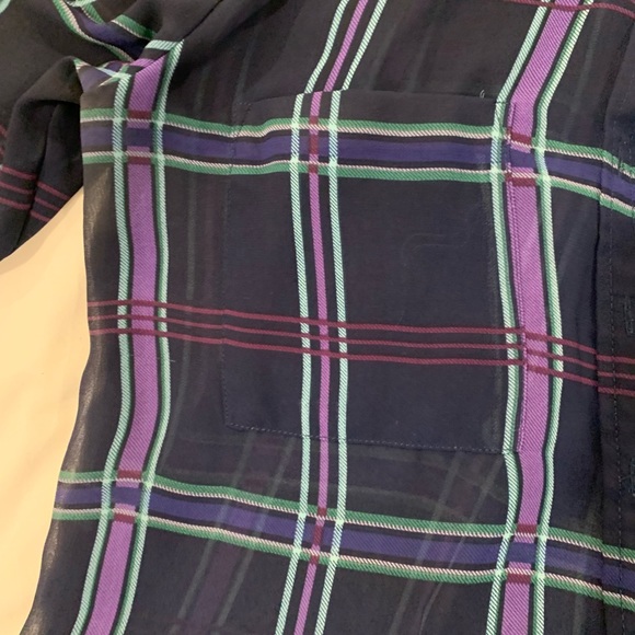 blue transparent blouse with two pockets - Picture 8 of 9